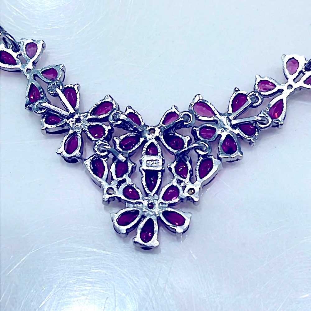 Amethyst Citrine 14KWG Plated Floral Necklace - Picture 4 of 7